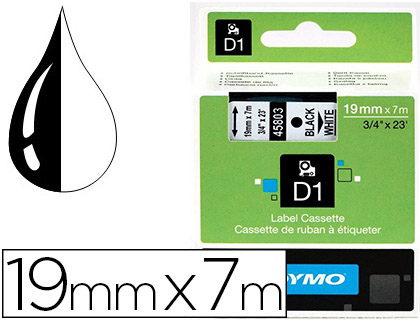 Fournitures de bureau : Ruban titreuse dymo d1 19mmx7m coloris impression noir/blanc
