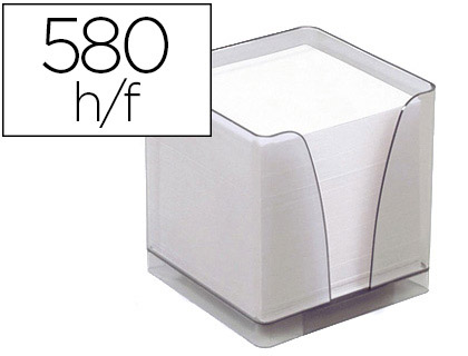 Fournitures de bureau : Bloc cube quo vadis plexiglass fumé boîte distributrice bloc papier encoche préhension s/film individuel