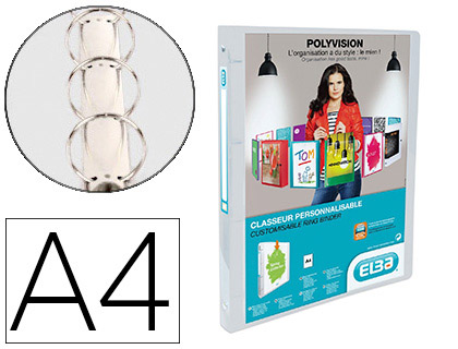 Classeur personnalisable 4 anneaux Oxford polyvision polypropylène A4 dos 20mm couleur incolore