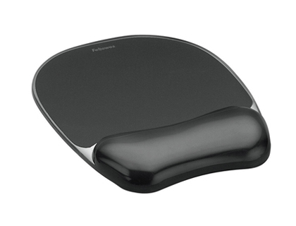 Fournitures de bureau : Tapis souris fellowes repose-poignet gamme gel noir grand confort facilement nettoyable