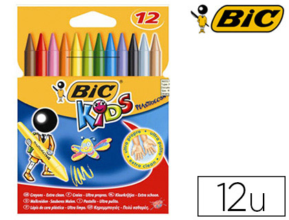 Fournitures de bureau : Crayon cire bic kids plastidécor 120mm résistant non salissant étui de 12