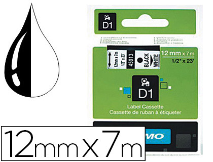 Fournitures de bureau : Ruban titreuse dymo d1 12mmx7m coloris impression blanc/noir