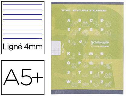 Fournitures de bureau : Cahier clairefontaine maternelle couverture carte offset 17x22cm 32 pages 16 double ligne 4mm/16 unies 90g vert