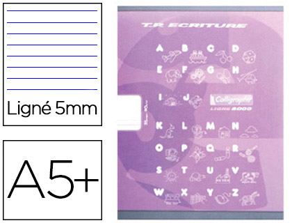 Fournitures de bureau : Cahier clairefontaine maternelle couverture carte offset 17x22cm 32 pages 16 double ligne 5mm/16 unies 90g violet