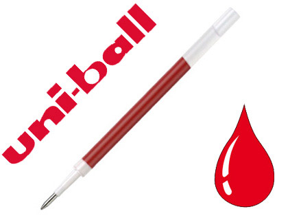 Fournitures de bureau : Recharge roller uniball rt207 encre gel pigmentation résistant eau lumière pointe conique moyenne écriture fine rouge