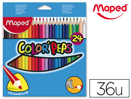 Fournitures de bureau : Crayon couleur maped color pep's triangulaire mine résistante coloris vifs étui de 24 