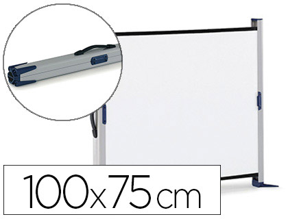 Fourniture de bureau : Ecran portable nobo rétroprojection de sol manuel bordure coloris noir 29kg 100x75cm