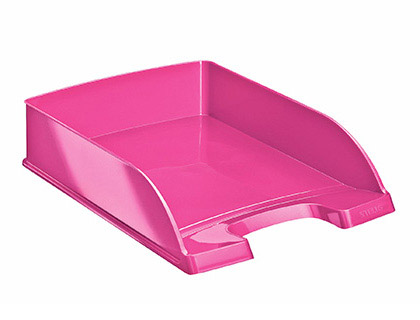 Fournitures de bureau : Corbeille à courrier leitz wow polypropylène lisse brillant parois hautes capacité 600f a4 coloris rose