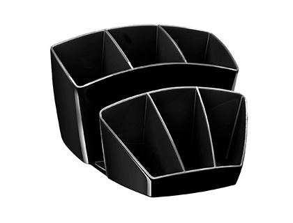 Fournitures de bureau : Pot multifonctions cep polystyrène antichoc brillant 8 compartiments coloris noir