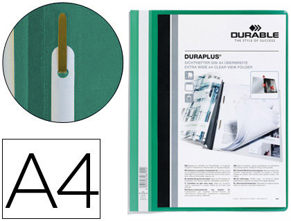 Chemise durable duraplus documents non perforés a4 21x29,7cm lamelle extra large couverture transparente coloris vert