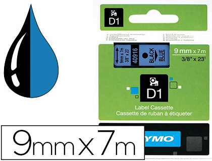 Fournitures de bureau : Ruban titreuse dymo électronique standard d1 9mmx7m 30g coloris impression noir/bleu