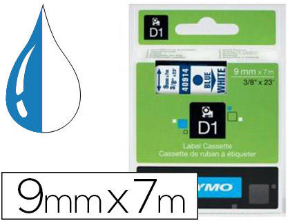 Fournitures de bureau : Ruban titreuse dymo électronique standard d1 9mmx7m 30g coloris impression bleu/blanc