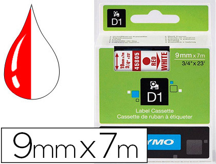 Fournitures de bureau : Ruban titreuse dymo électronique standard d1 9mmx7m 30g coloris impression rouge/blanc