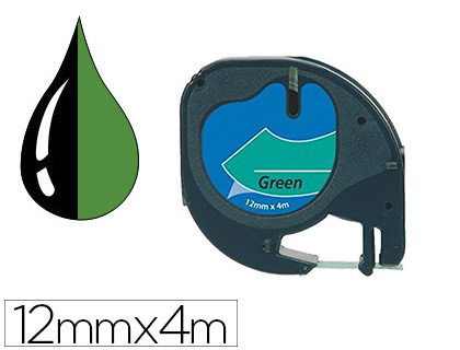 Fournitures de bureau : Ruban titreuse dymo letratag support plastique 12mmx4m coloris impression noir/vert