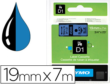 Fournitures de bureau : Ruban titreuse dymo électronique standard d1 19mmx7m 23g coloris impression noir/bleu