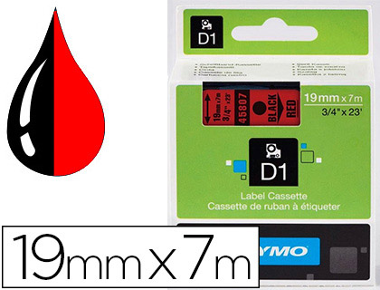 Fournitures de bureau : Ruban titreuse dymo électronique standard d1 19mmx7m 23g coloris impression noir/rouge