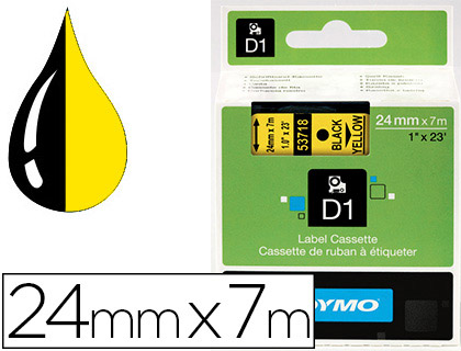 Fournitures de bureau : Ruban titreuse dymo électronique technologie transfert thermique 24mmx7m 50g coloris impression jaune/transparent