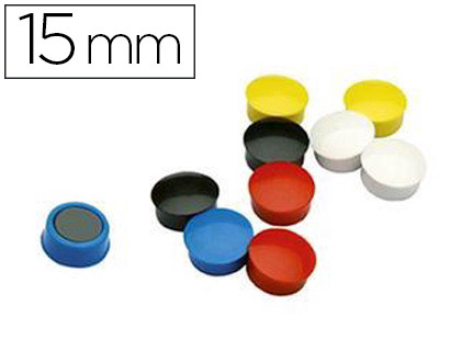 Fournitures de bureau : Aimant safetool rond diamètre 15mm coloris assortis blister 10