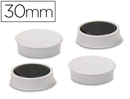 Fournitures de bureau : Aimant safetool rond diamètre 30mm coloris blanc blister 4