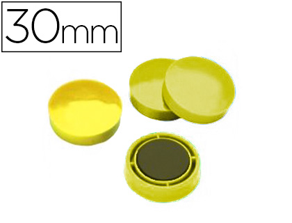 Fournitures de bureau : Aimant rond 30mm coloris jaune blister 4