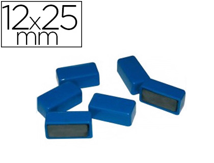 Fournitures de bureau : Aimant 12x25mm coloris bleu blister 6