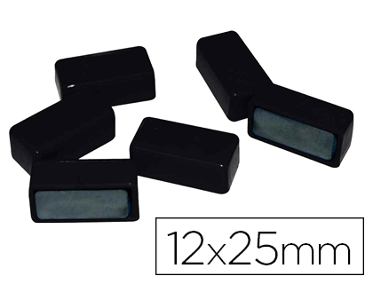 Fournitures de bureau : Aimant rectangulaire 25mm coloris noir blister 6