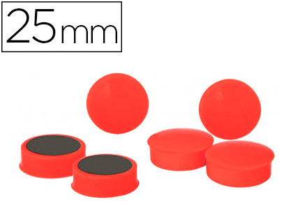 Fournitures de bureau : Aimant rond 25mm coloris rouge blister 6