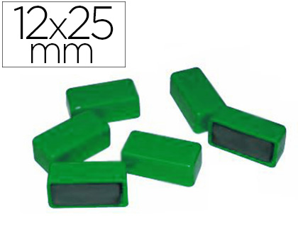 Fournitures de bureau : Aimant 12x25mm coloris vert blister 6