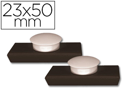 Fournitures de bureau : Aimant safetool rectangulaire 23x50mm coloris noir blister de 2