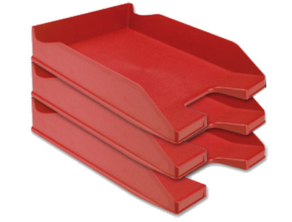 Fournitures de bureau : Corbeille à courrier q-connect polypropylène documents a4 240x320mm empilable 350x255x65mm coloris rouge opaque