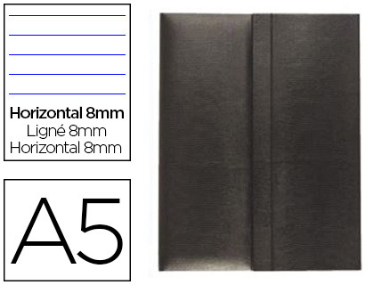 Fourniture de bureau : Cahier ligné carpentras lézard a5 14,8x21cm coloris noir