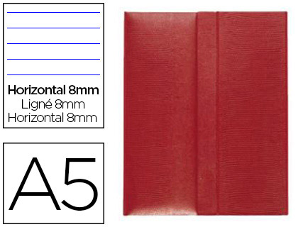 Fourniture de bureau : Cahier ligné carpentras lézard a5 14,8x21cm coloris rouge