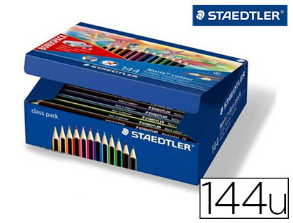 Fourniture de bureau : Crayon wopex staedtler noris colour 185 ultra-résistant coloris assortis coffret école 144 unités