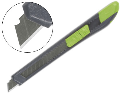 Fournitures de bureau : Cutter q-connect plastique lame acier prédécoupé rétractable interchangeable 9mm longueur 135mm