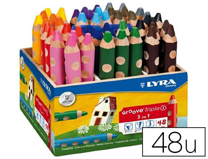 Fourniture de bureau : Crayon couleur lyra groove triple 3en1 10mm coffret école 48 unités