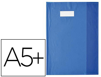 Fournitures de bureau : Protège-cahier elba styl'sms pvc opaque 12/100e sans phtalates porte-étiquette et étiquette 170x220mm bleu