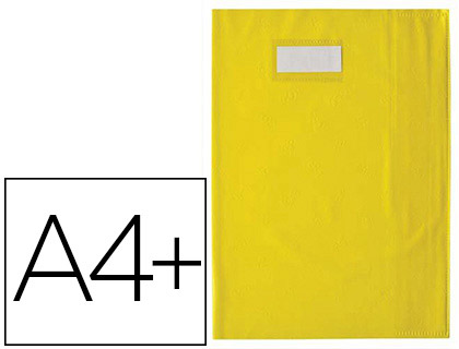 Fournitures de bureau : Protège-cahier elba styl'sms pvc opaque 12/100e sans phtalates porte-étiquette et étiquette a4+ 240x320mm jaune