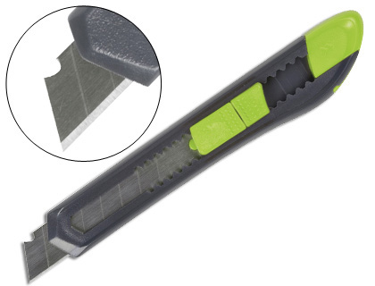 Fournitures de bureau : Cutter q-connect plastique corps abs lame 18mm frein sécurité