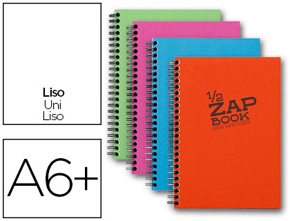 Fournitures de bureau : Bloc recyclé clairefontaine zap book reliure intégrale couverture cartonnée format 110x150mm 160f 80g uni 4 coloris