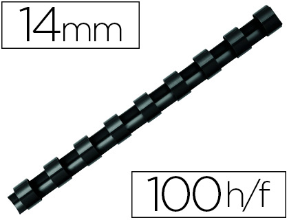 Fournitures de bureau : Anneau plastique à relier q-connect capacité 100f 14mm diamètre coloris noir boîte 100 