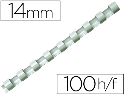 Fournitures de bureau : Anneau plastique à relier q-connect capacité 100f 14mm diamètre coloris blanc boîte 100 