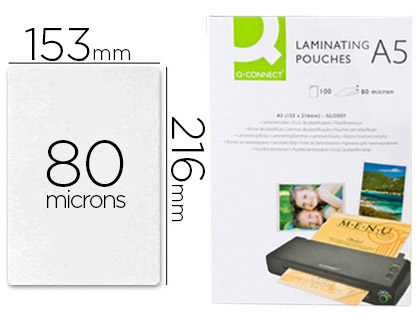 Fournitures de bureau : Pochette plastification q-connect à chaud économique format a5 80 microns boîte 100