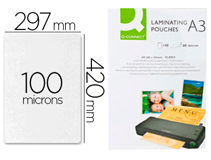 Fourniture de bureau : Pochette plastification q-connect à chaud économique format a3 100 microns boîte 100