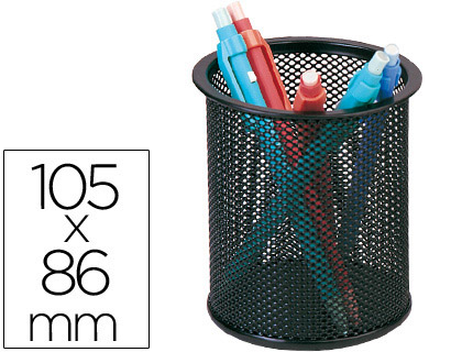 Fournitures de bureau : Pot à crayons q-connect maille métallique hauteur 105mm diamètre 70mm coloris noir