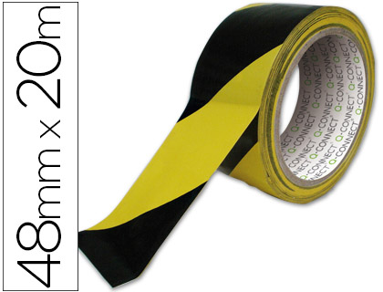 Fourniture de bureau : Ruban adhésif q-connect sécurisé ruban signalisation résistant 48mmx20m coloris noir/jaune