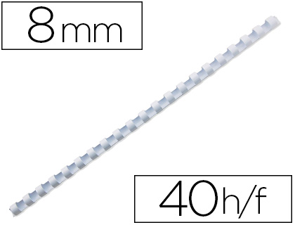 Fournitures de bureau : Anneau plastique à relier q-connect capacité 40f 8mm diamètre coloris blanc boîte 100 