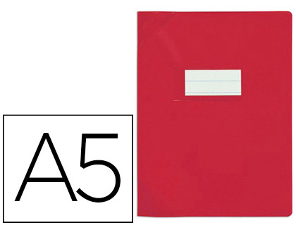 Fournitures de bureau : Protège-cahier elba school life pvc 18/100e porte-étiquette et étiquette 170x220mm coloris rouge