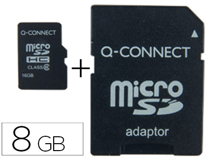 Fournitures de bureau : Carte micro q-connect sdhc adaptateur sd capacité 8gb classe 4 téléphones portables tablettes