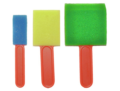 Fournitures de bureau : Pinceau mousse pinselfabrik plat 25mm 50mm 75mm coloris assortis bleu jaune vert sachet de 3