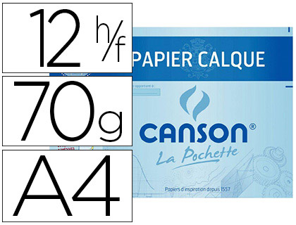 Fourniture de bureau : Papier calque canson crayon encre dessin industriel 70/75g a4 297x210mm pochette 12 feuilles